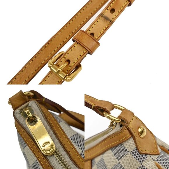 LOUIS VUITTON Siracusa PM Shoulder Bag Damier Azur Leather White - Picture 9 of 15